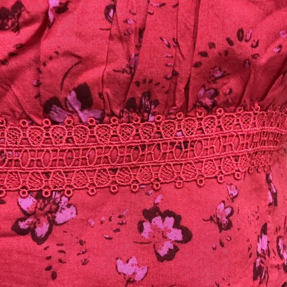 Free People Boho Floral Red Women's 2p  Skirt /matching Top. Festival , cottage - Picture 3 of 15